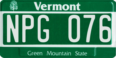 VT license plate NPG076