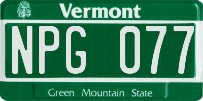 VT license plate NPG077