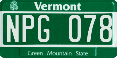 VT license plate NPG078