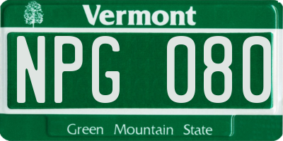 VT license plate NPG080