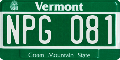 VT license plate NPG081