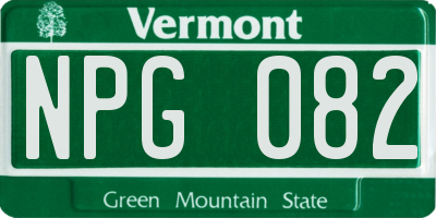 VT license plate NPG082