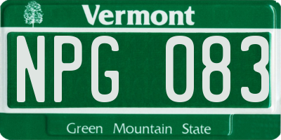 VT license plate NPG083