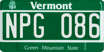 VT license plate NPG086