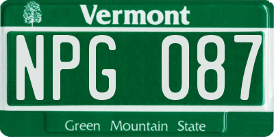 VT license plate NPG087
