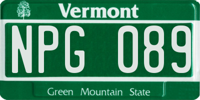 VT license plate NPG089