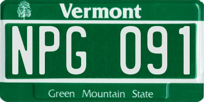 VT license plate NPG091