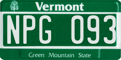 VT license plate NPG093