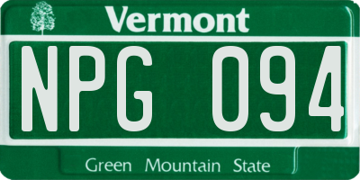 VT license plate NPG094