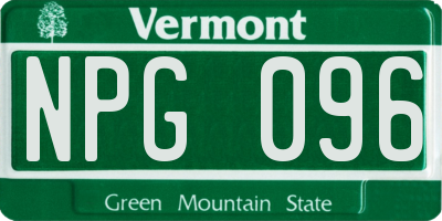 VT license plate NPG096
