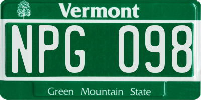 VT license plate NPG098