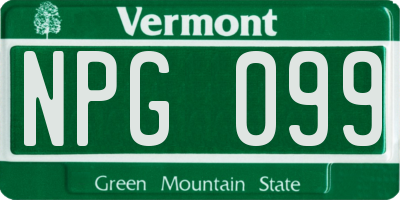 VT license plate NPG099