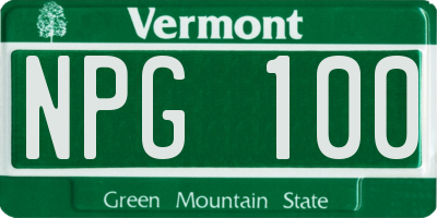 VT license plate NPG100