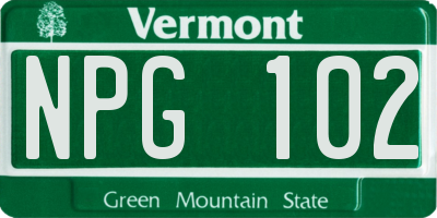 VT license plate NPG102