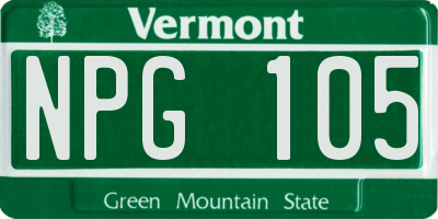 VT license plate NPG105