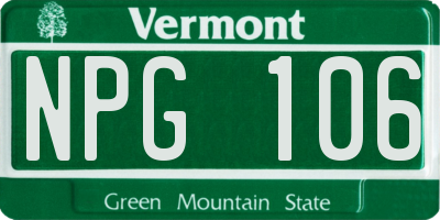 VT license plate NPG106