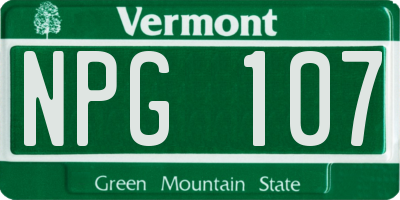 VT license plate NPG107