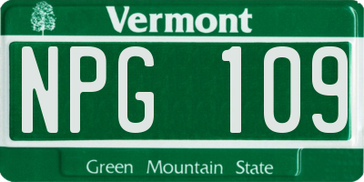 VT license plate NPG109