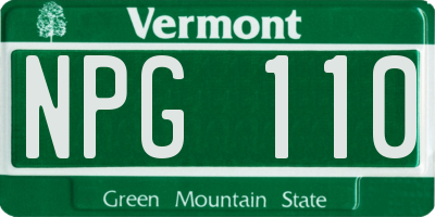 VT license plate NPG110