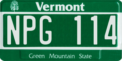 VT license plate NPG114