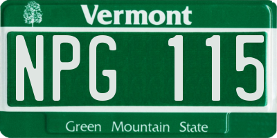 VT license plate NPG115
