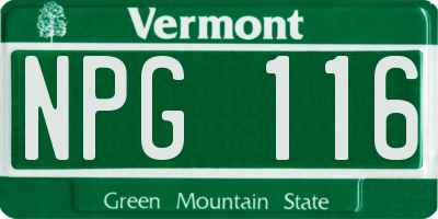 VT license plate NPG116