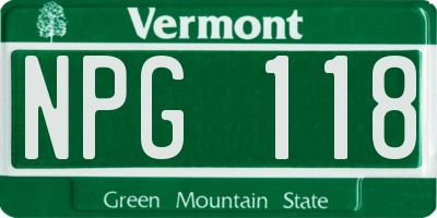 VT license plate NPG118
