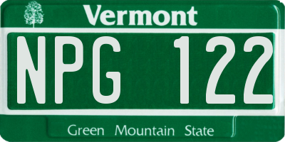 VT license plate NPG122