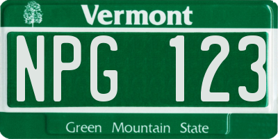 VT license plate NPG123