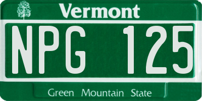 VT license plate NPG125