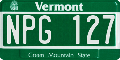 VT license plate NPG127