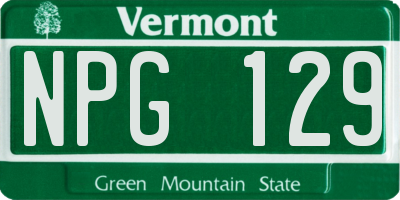 VT license plate NPG129