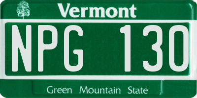 VT license plate NPG130