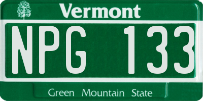 VT license plate NPG133