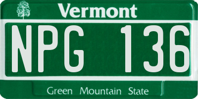 VT license plate NPG136