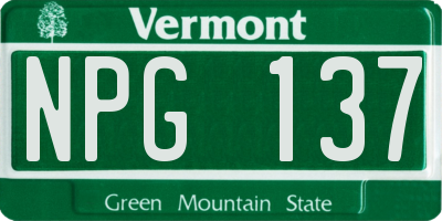 VT license plate NPG137
