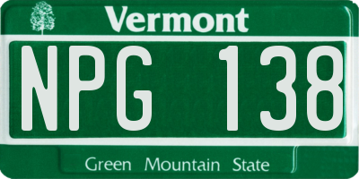 VT license plate NPG138