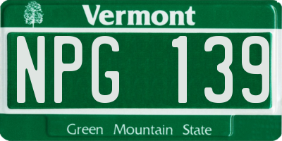 VT license plate NPG139