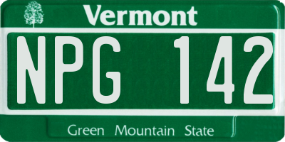 VT license plate NPG142