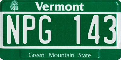 VT license plate NPG143