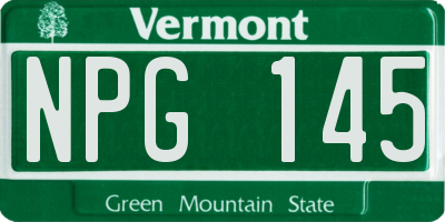 VT license plate NPG145
