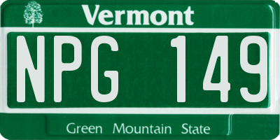 VT license plate NPG149