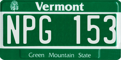 VT license plate NPG153