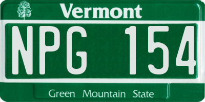 VT license plate NPG154