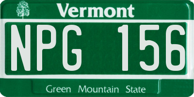 VT license plate NPG156