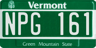 VT license plate NPG161