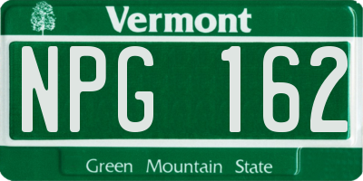 VT license plate NPG162