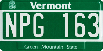 VT license plate NPG163
