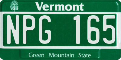 VT license plate NPG165