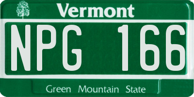 VT license plate NPG166